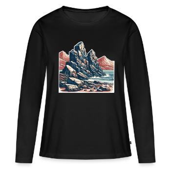 Rocher des montagnes - T-shirt manches longues Premium bio Femme - noir - Devant - Julia (174cm)