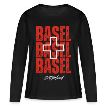Bâle Suisse, un souvenir de Bâle - T-shirt manches longues Premium bio Femme - noir - Devant - Julia (174cm)