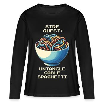 Désordre de câbles démêlé | Gestion du câble - T-shirt manches longues Premium bio Femme - noir - Devant - Julia (174cm)
