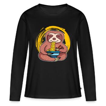 Ramen Life Motiv Faultier Motiv Shirt Ramen Noodle - Frauen Premium Bio Langarmshirt - Schwarz - Vorne - Julia (174cm)