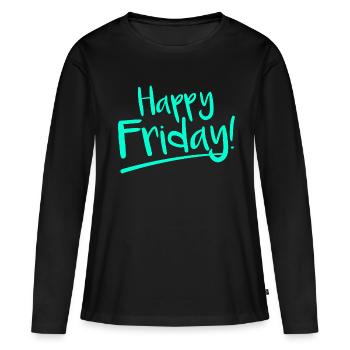 Joyeux vendredi Joyeux vendredi - T-shirt manches longues Premium bio Femme - noir - Devant - Julia (174cm)