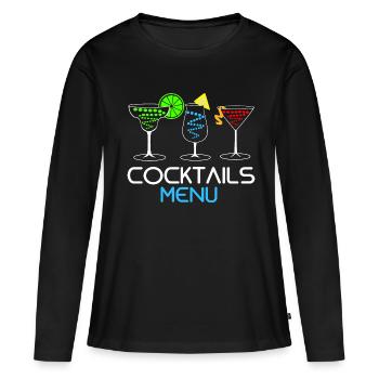 Cocktail - T-shirt manches longues Premium bio Femme - noir - Devant - Julia (174cm)