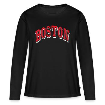 Boston - T-shirt manches longues Premium bio Femme - noir - Devant - Julia (174cm)