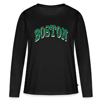Boston - T-shirt manches longues Premium bio Femme - noir - Devant - Julia (174cm)