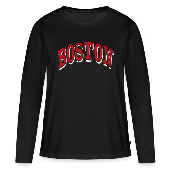 Boston - T-shirt manches longues Premium bio Femme - noir - Devant - Julia (174cm)