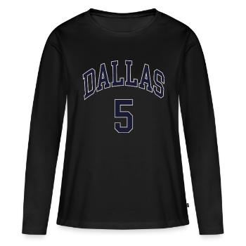 Dallas 5 - Frauen Premium Bio Langarmshirt - Schwarz - Vorne - Julia (174cm)