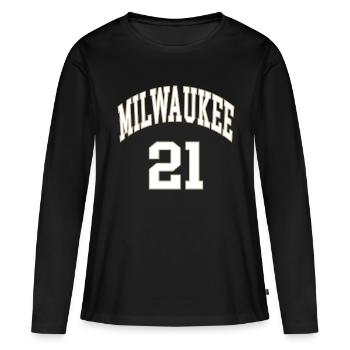 Milwaukee 21 - T-shirt manches longues Premium bio Femme - noir - Devant - Julia (174cm)