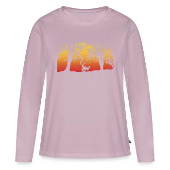 Waldsonnenuntergang Sonnenaufgangsgrafik - Frauen Premium Bio Langarmshirt - Altrosa - Vorne - Julia (174cm)