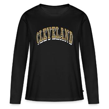 Cleveland - T-shirt manches longues Premium bio Femme - noir - Devant - Julia (174cm)