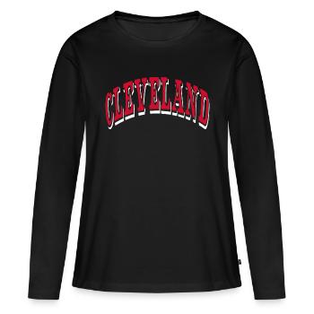 Cleveland - T-shirt manches longues Premium bio Femme - noir - Devant - Julia (174cm)