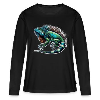 Iguane - T-shirt manches longues Premium bio Femme - noir - Devant - Julia (174cm)