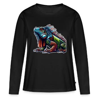 Iguane - T-shirt manches longues Premium bio Femme - noir - Devant - Julia (174cm)