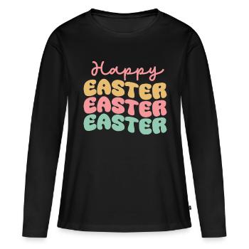 Joyeuses Pâques - T-shirt manches longues Premium bio Femme - noir - Devant - Julia (174cm)