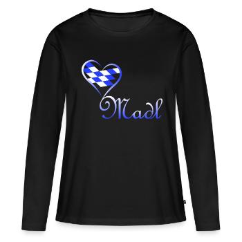 Herzmadl dialecte - T-shirt manches longues Premium bio Femme - noir - Devant - Julia (174cm)
