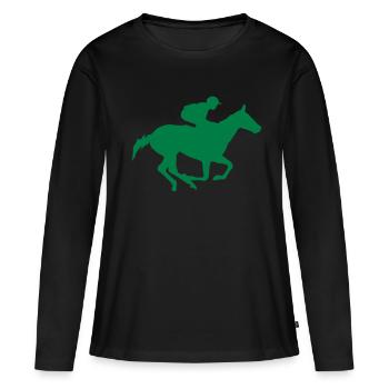 Pferderennen Pferd - Frauen Premium Bio Langarmshirt - Schwarz - Vorne - Julia (174cm)