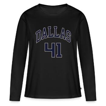 Dallas 41 - Frauen Premium Bio Langarmshirt - Schwarz - Vorne - Julia (174cm)