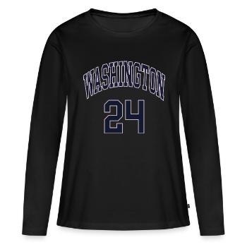 Washington 24 - T-shirt manches longues Premium bio Femme - noir - Devant - Julia (174cm)
