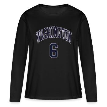 Washington 6 - T-shirt manches longues Premium bio Femme - noir - Devant - Julia (174cm)