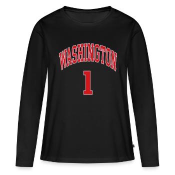 Washington 1 - T-shirt manches longues Premium bio Femme - noir - Devant - Julia (174cm)