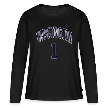 Washington 1 - T-shirt manches longues Premium bio Femme - noir - Devant - Julia (174cm)