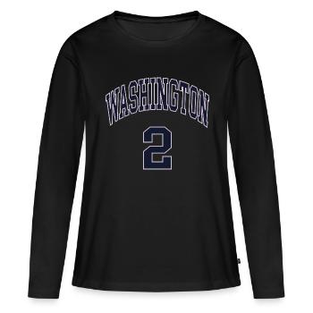 Washington 2 - T-shirt manches longues Premium bio Femme - noir - Devant - Julia (174cm)