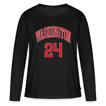 Washington 24 - T-shirt manches longues Premium bio Femme - noir - Devant - Julia (174cm)