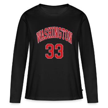 Washington 33 - T-shirt manches longues Premium bio Femme - noir - Devant - Julia (174cm)
