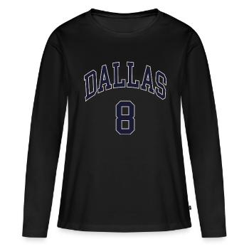 Dallas 8 - Frauen Premium Bio Langarmshirt - Schwarz - Vorne - Julia (174cm)