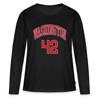 Washington 42 - T-shirt manches longues Premium bio Femme - noir - Devant - Julia (174cm)
