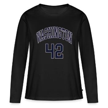 Washington 42 - T-shirt manches longues Premium bio Femme - noir - Devant - Julia (174cm)