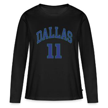 Dallas 11 - Frauen Premium Bio Langarmshirt - Schwarz - Vorne - Julia (174cm)