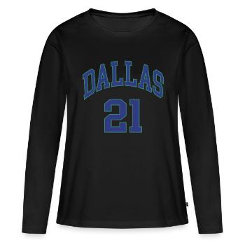 Dallas 21 - Frauen Premium Bio Langarmshirt - Schwarz - Vorne - Julia (174cm)