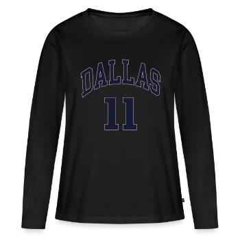 Dallas 11 - Frauen Premium Bio Langarmshirt - Schwarz - Vorne - Julia (174cm)