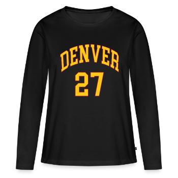 Denver 27 - T-shirt manches longues Premium bio Femme - noir - Devant - Julia (174cm)