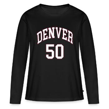 Denver 50 - T-shirt manches longues Premium bio Femme - noir - Devant - Julia (174cm)