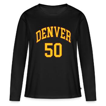Denver 50 - T-shirt manches longues Premium bio Femme - noir - Devant - Julia (174cm)