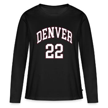 Denver 22 - T-shirt manches longues Premium bio Femme - noir - Devant - Julia (174cm)