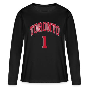 Toronto 1 - T-shirt manches longues Premium bio Femme - noir - Devant - Julia (174cm)