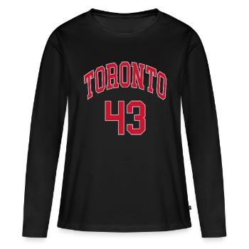 Toronto 43 - T-shirt manches longues Premium bio Femme - noir - Devant - Julia (174cm)