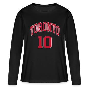 Toronto 10 - T-shirt manches longues Premium bio Femme - noir - Devant - Julia (174cm)