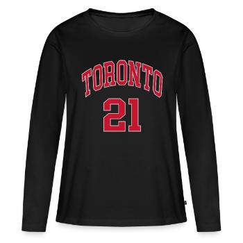 Toronto 21 - T-shirt manches longues Premium bio Femme - noir - Devant - Julia (174cm)