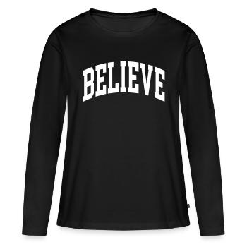 Croire - T-shirt manches longues Premium bio Femme - noir - Devant - Julia (174cm)