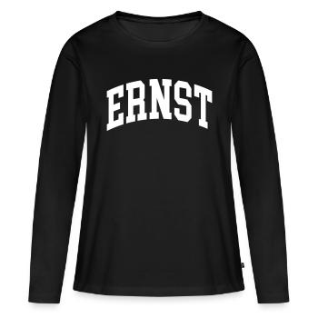 Ernst - Frauen Premium Bio Langarmshirt - Schwarz - Vorne - Julia (174cm)