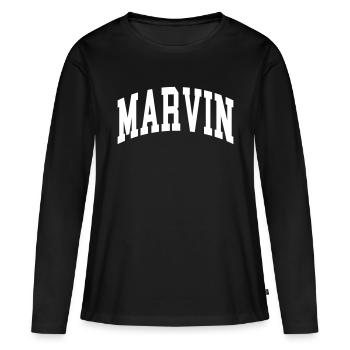 Marvin - Frauen Premium Bio Langarmshirt - Schwarz - Vorne - Julia (174cm)