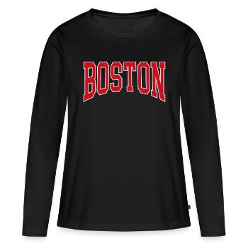 Boston - T-shirt manches longues Premium bio Femme - noir - Devant - Julia (174cm)