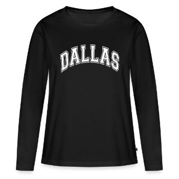 Dallas - Frauen Premium Bio Langarmshirt - Schwarz - Vorne - Julia (174cm)