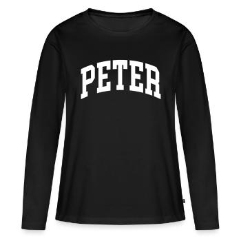 Peter - Frauen Premium Bio Langarmshirt - Schwarz - Vorne - Julia (174cm)