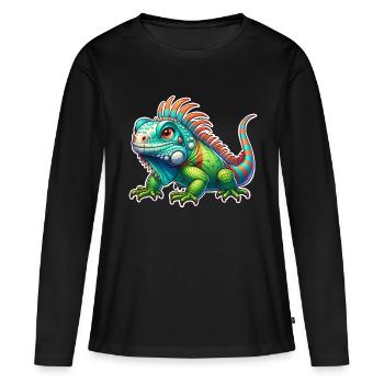 Iguane - T-shirt manches longues Premium bio Femme - noir - Devant - Julia (174cm)