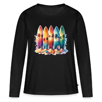 Surfeurs - T-shirt manches longues Premium bio Femme - noir - Devant - Julia (174cm)