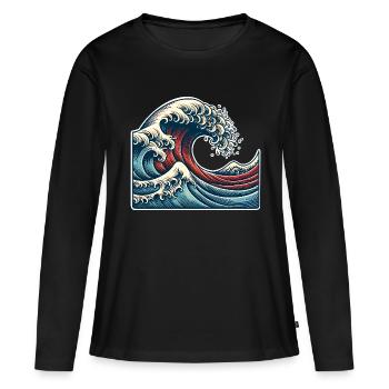 Vague - T-shirt manches longues Premium bio Femme - noir - Devant - Julia (174cm)